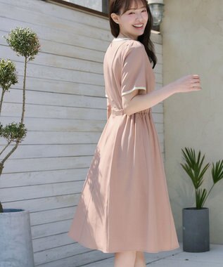 Tiaclasse L 配色フレアワンピース ピンク