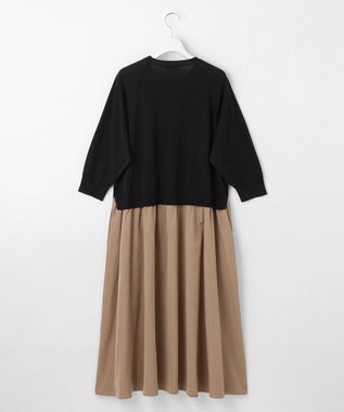 自由区 S 【洗える】タフタコンビ ワンピース ブラック×ブロンズ