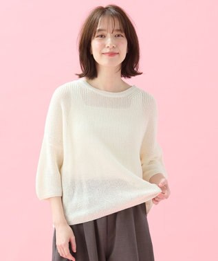 ANY 【洗濯機可/アンチピリング】ギマハーフスリーブニット エクリュ