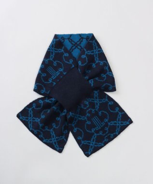 AURORA 【 LANVIN COLLECTION（ランバン コレクション） 】カシミヤ100%ニットキャンディーマフラー(WASH) ネイビー