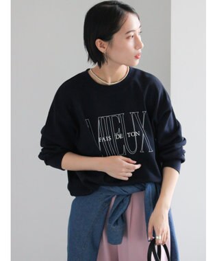 Te chichi 裏毛ロゴプリントスウェット ネイビー