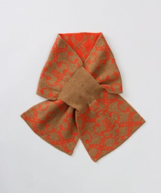 AURORA 【 LANVIN COLLECTION（ランバン コレクション） 】カシミヤ100%ニットキャンディーマフラー(WASH) オレンジ