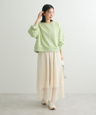 Green Parks メッシュティアードスカート Ecru