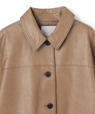 UNFILO L 【洗える】フェイクレザー ジャケット モカ