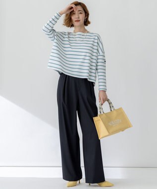 23区 【Oggi3月号掲載/セットアップ対応】ライトクロス ワイドパンツ ネイビー系