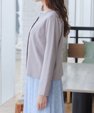 Tiaclasse 【小倉優子さん着用・洗える・接触冷感・汗ジミ防止】“サマさまカットソー”フレームボタンカーディガン グレージュ