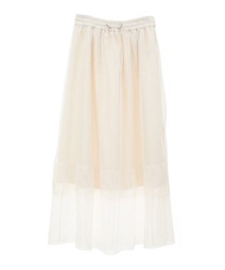 Green Parks メッシュティアードスカート Ecru