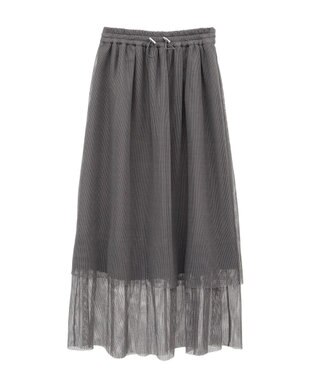 Green Parks メッシュティアードスカート Charcoal Gray
