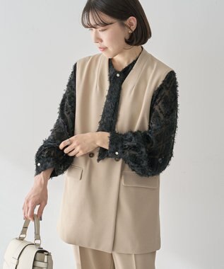 Green Parks Ｏ．フサフサ２ｗａｙボウタイブラウス Black