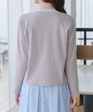 Tiaclasse 【小倉優子さん着用・洗える・接触冷感・汗ジミ防止】“サマさまカットソー”フレームボタンカーディガン グレージュ