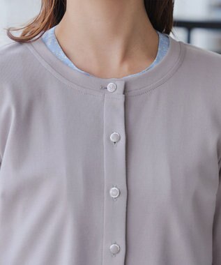 Tiaclasse 【小倉優子さん着用・洗える・接触冷感・汗ジミ防止】“サマさまカットソー”フレームボタンカーディガン グレージュ