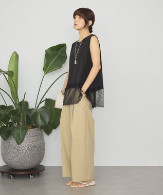 AMERICAN HOLIC 裾レースノースリーブプルオーバー Black