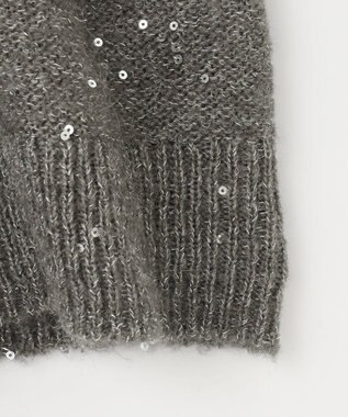 自由区 【アンサンブル対応・洗える】スパンコールプルオーバー ニット チャコール