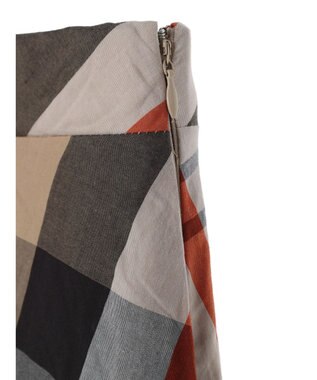 earth music&ecology ＢＩＧチェックフレアスカート Beige