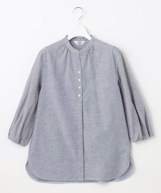 J.PRESS LADIES 【洗える・吸水】 BEZピンチェック スタンドカラー ブラウス ネイビー系3