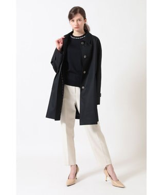 DAKS コットンシャンブレー ギャバジン オフショルダーコート ネイビー