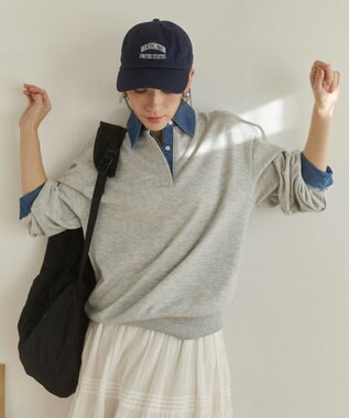 WEGO 【ANGIE VINTAGE】デニム襟スウェット ライトグレー