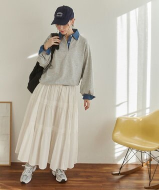 WEGO 【ANGIE VINTAGE】デニム襟スウェット ライトグレー