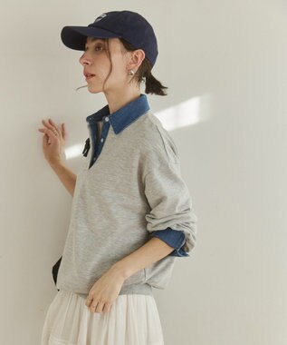 WEGO 【ANGIE VINTAGE】デニム襟スウェット ライトグレー