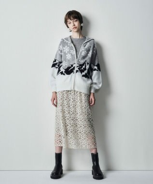 GRACE CONTINENTAL スノージャガードニットフーディ グレー