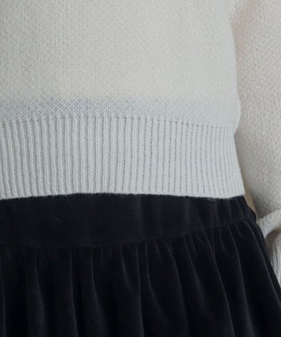 WEGO ベロアリボンアップリケタックスリーブニット ホワイトアイボリー