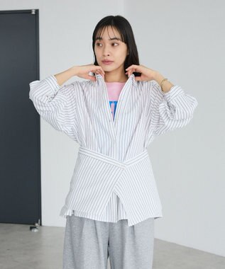 CRAFT STANDARD BOUTIQUE 2点セット / レイヤードデザインシャツ Stripe White