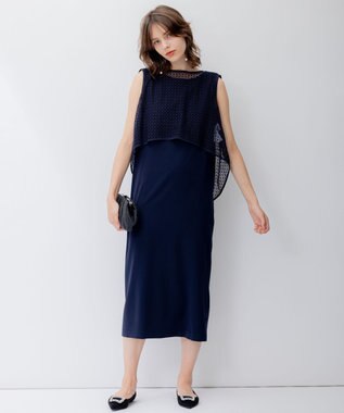 23区 【APPLAUDIR】クリスタルフラワーコンビ ドレス ネイビー系