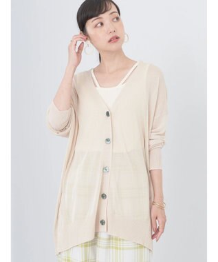 earth music&ecology 接触冷感シアーＢＩＧカーディガン Light Beige
