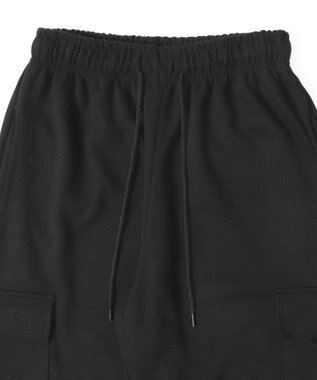 WEGO 【ウエストゴム】スウェットカーゴパンツ ブラック
