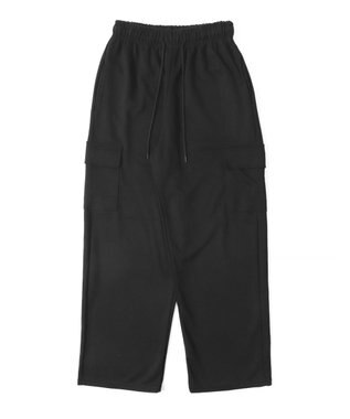 WEGO 【ウエストゴム】スウェットカーゴパンツ ブラック