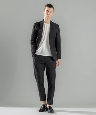 JOSEPH HOMME 新型・新柄【洗える/ストレッチ/シワになりにくい/セットアップ対応可】クールドッツストレッチ ドロスト付テーパードパンツ / PEGG CONVERTIBLE ブラック系