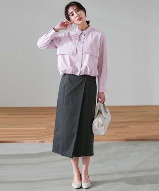 ANY SIS クロップドヨークハオリ シャツ ラベンダーストライプ