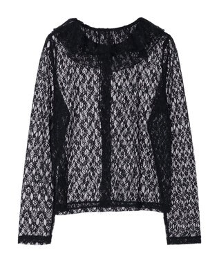 earth music&ecology ポコポコレースブラウス Black