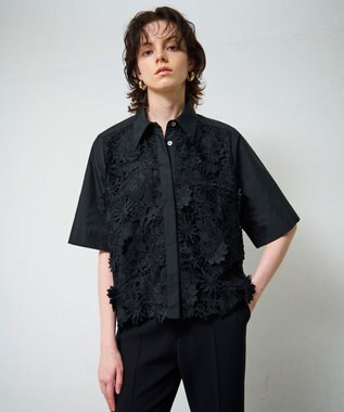GRACE CONTINENTAL ケミカルフラワードレスシャツ ブラック
