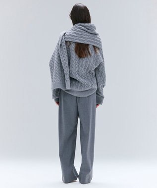 BEIGE， 【洗える】SEDONA / ウールカシミヤケーブルストール Gray