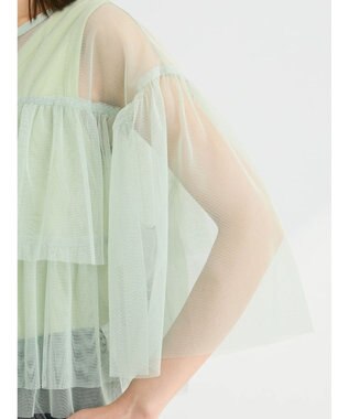 Green Parks ・ＳＵＧＡＲ　ＳＰＯＯＮ　チュールティアードブラウス Mint Green