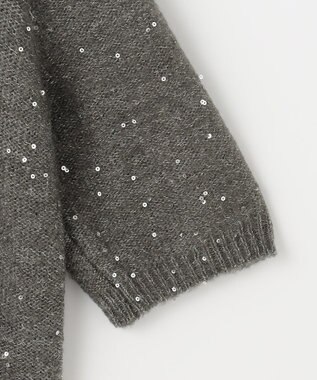 自由区 【アンサンブル対応・洗える】スパンコールプルオーバー ニット チャコール