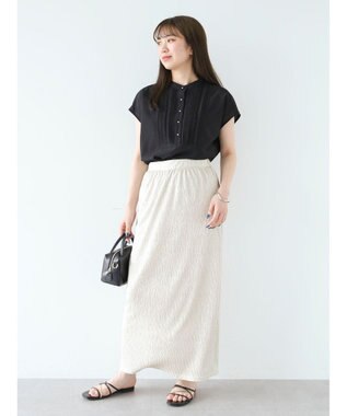 Green Parks ・ＥＬＥＮＣＡＲＥ　ＤＵＥ　ピンタックフレンチブラウス Black