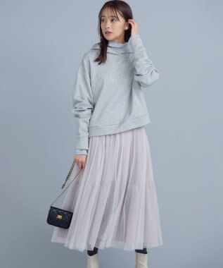 組曲 L ラメシアーリブタートル カットソー シルバー系