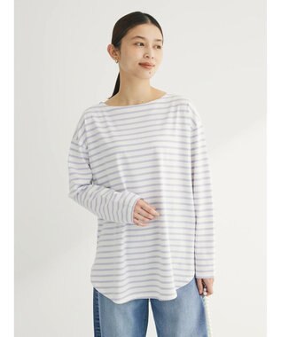 Green Parks ラウンドボーダーリラックスプルオーバー Purple