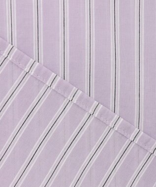 J.PRESS LADIES 【洗える】綿キュプラコードストライプ キーネック ブラウス ふじ色系1