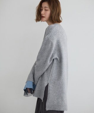 YECCA VECCA 袖レイヤードソフトニット Charcoal Gray