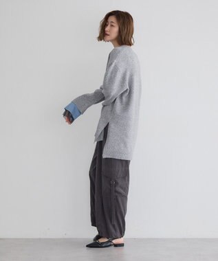 YECCA VECCA 袖レイヤードソフトニット Charcoal Gray