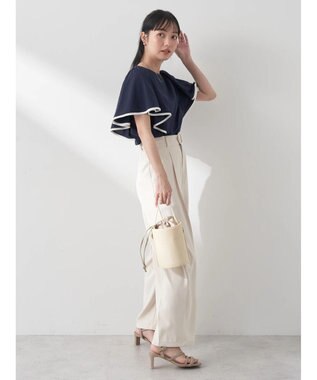 earth music&ecology パイピングフレアスリーブカットソー Navy