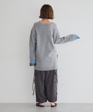 YECCA VECCA 袖レイヤードソフトニット Charcoal Gray