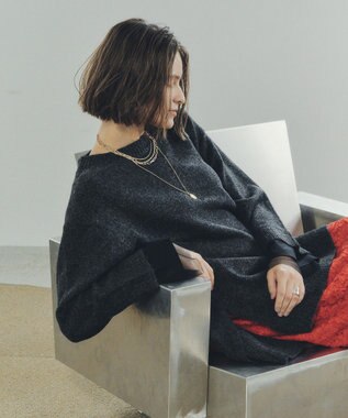 YECCA VECCA 袖レイヤードソフトニット Charcoal Gray