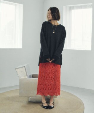 YECCA VECCA 袖レイヤードソフトニット Charcoal Gray