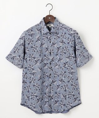 JOSEPH ABBOUD 【吸水速乾/ストレッチ/ノルマンディーリネン】リネンハニカム プリントジャージー シャツ