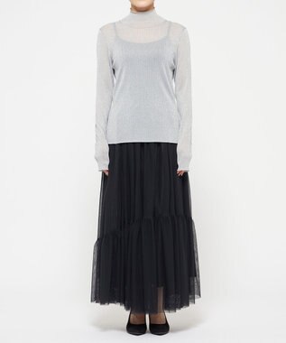 uncrave 【手洗い可】ラメ シアー ハイネック ニット（uncrave STANDARD） シルバー