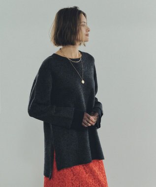 YECCA VECCA 袖レイヤードソフトニット Charcoal Gray